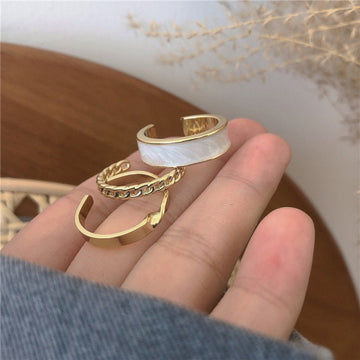 3pcs/set Bohemian White Enamel Round Metal Ring Sets Geometric Twist Open Adjustable Rings Sets for Women Girl Wedding Jewelry daiiibabyyy